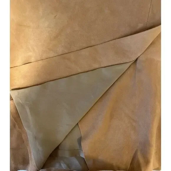 Chelsea 28 Womens Mini Skirt Size Large Brown Suede Faux Wrap Lined - Picture 3 of 5